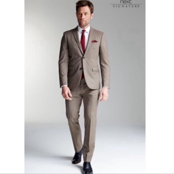 Other - Taupe Textured Slim Fit Suit Set